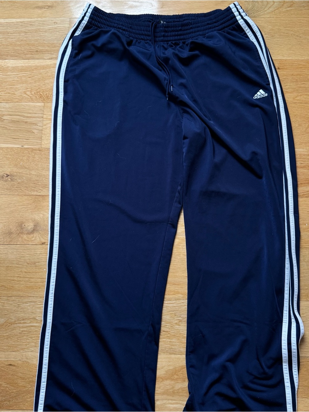 Adidas Navy Track Pants with White Side Stripes